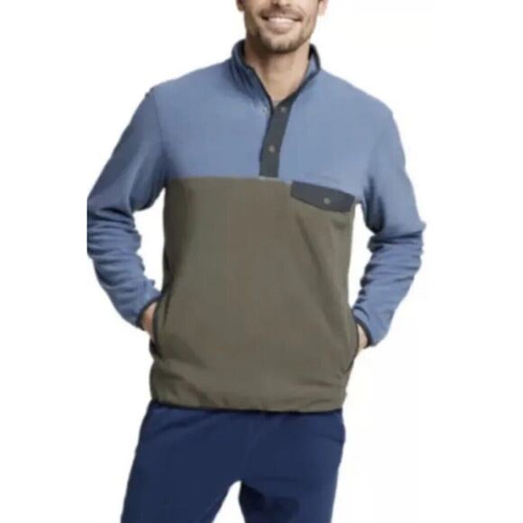 Eddie Bauer Men's‎ Chutes Snap Mock Microfleece Pullover Size 2XL Olive/Blue NWT - Picture 7 of 7